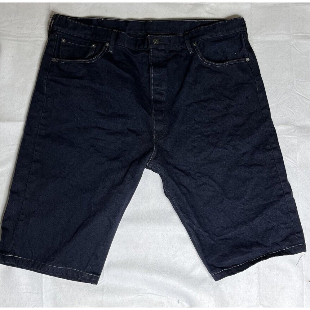 Levi's 501 Mens 44 Jean Shorts Jorts Hemmed Button Fly Dark Wash 42 Actual Y2K